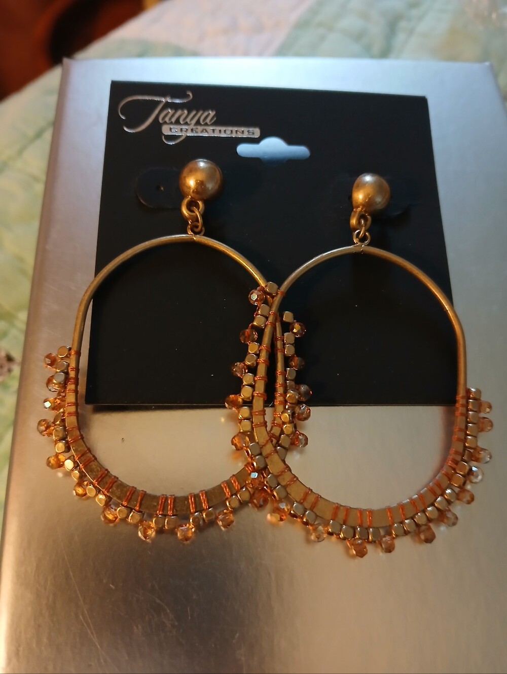 Tanya Creations Beaded Hoop Earrings NWT